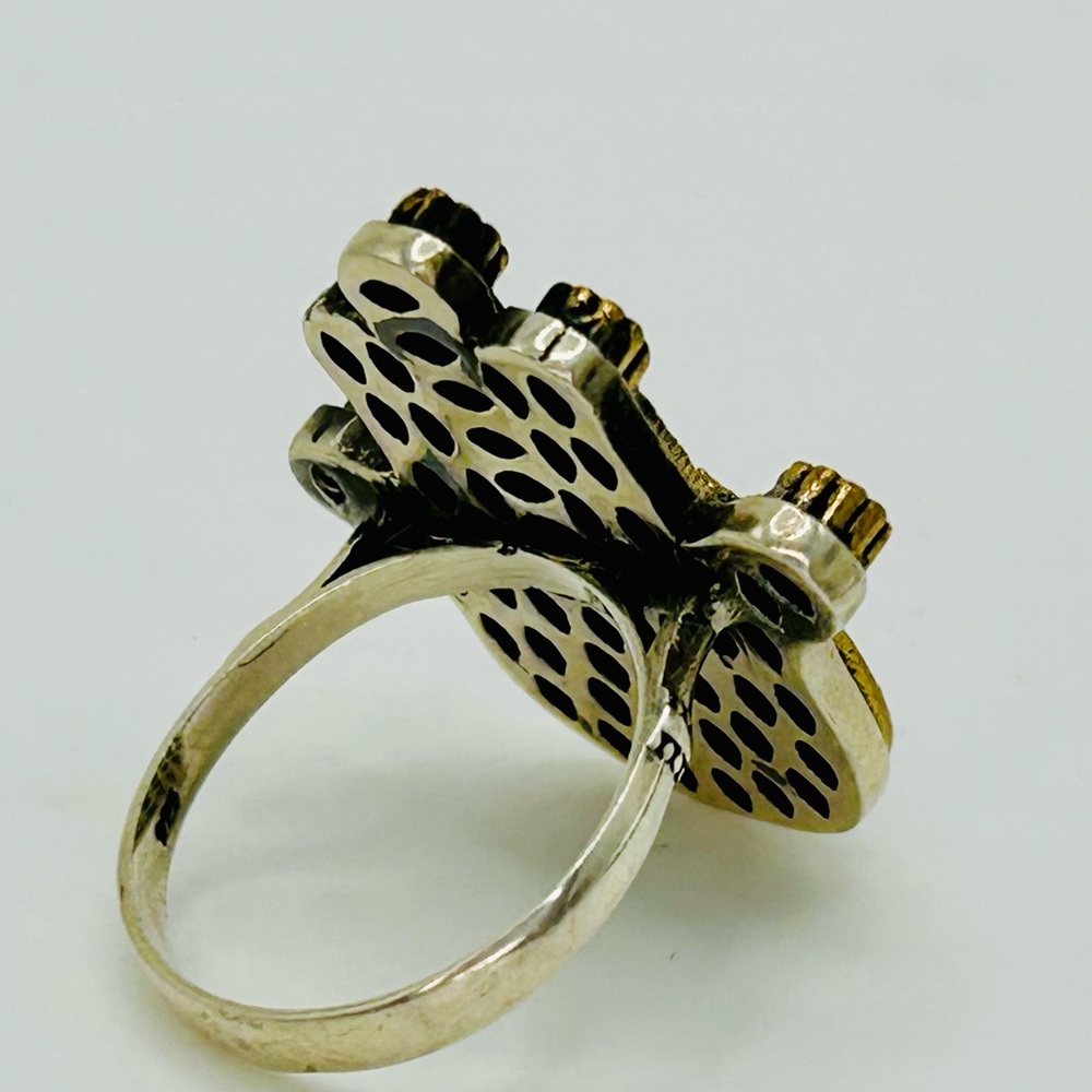 Sterling Silver Hamsa Statement Ring With Black &… - image 5